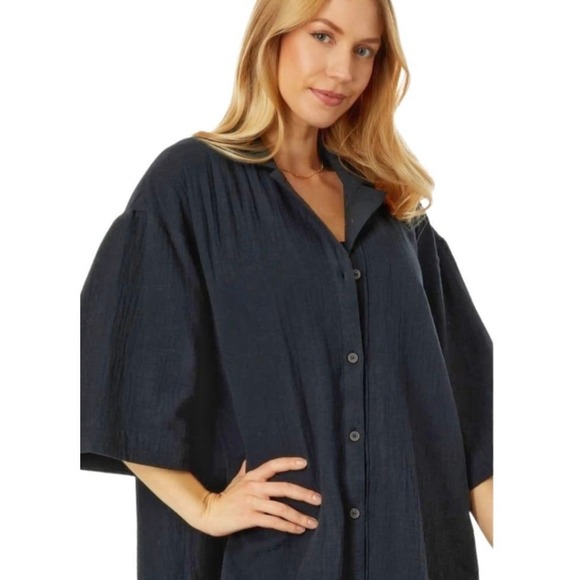 MADEWELL Black light spun Isla mini gauze coverup shirt dress NWT Size Medium - Picture 5 of 10